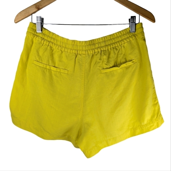 J Crew Women's Seaside LINEN Blend Casual Drawstring Bright Yellow Shorts S - Picture 2 of 10